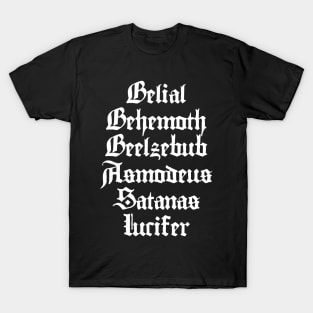 Ghost - Belial Behemoth Beelzebub Asmodeus Satanas Lucifer T-Shirt